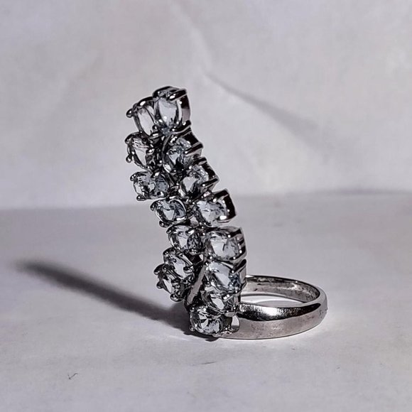 Size 7.75 Sterling Silver 925 Aquamarine Statement Ring ~7.7 grams - Picture 4 of 7
